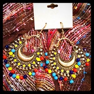 🌈 BNWT ZAD SANTA BARBARA BOHEMIAN MOON EARRINGS